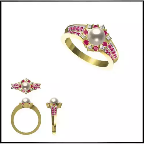 JCD Format Solid gold pearl ring jcd design