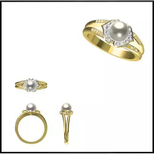 JCD Format Solid gold pearl ring files jewelry