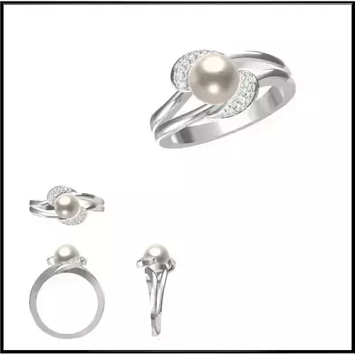 JCD Format Personalized diamond pearl ring jewelry jcd