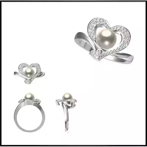 JCD Format Personalized diamond pearl ring jewelry files