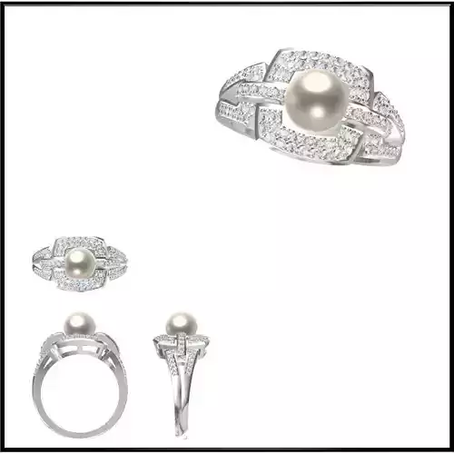 JCD Format Personalized diamond pearl ring jewelry