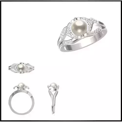 JCD Format Personalized diamond pearl ring jewellery jcd design
