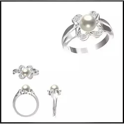 JCD Format Personalized diamond pearl ring jewellery design