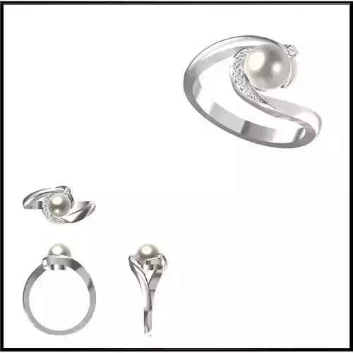 JCD Format Personalized diamond pearl ring jcd pearl ring design