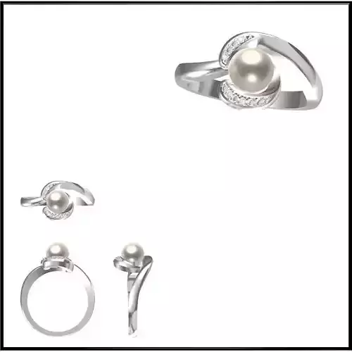 JCD Format Personalized diamond pearl ring jcd pearl ring