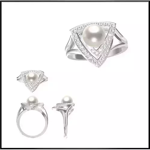 JCD Format Personalized diamond pearl ring jcd jewelry design