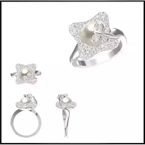 JCD Format Personalized diamond pearl ring files jewelry