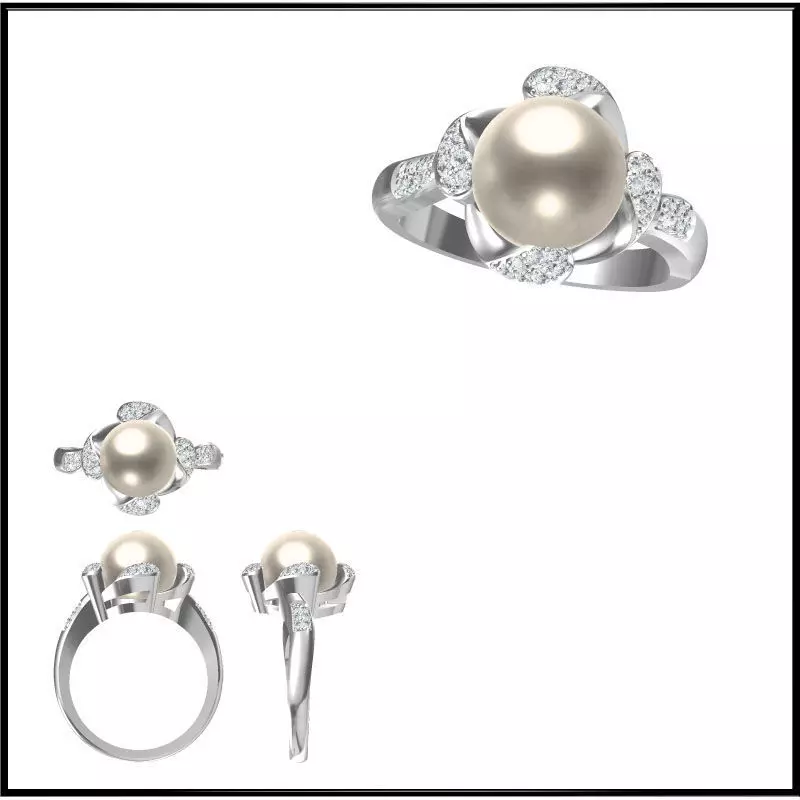 JCD Format OEM factory pearl ring jewelry 3D print model