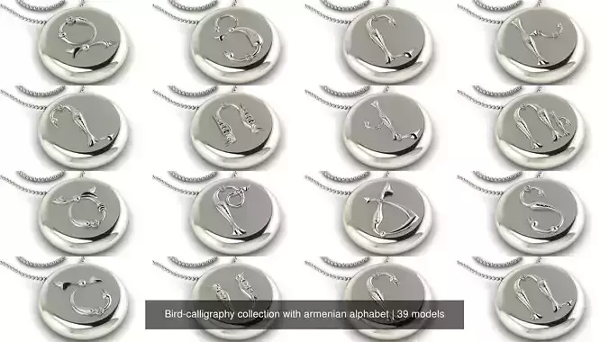 Bird-calligraphy collection with armenian alphabet