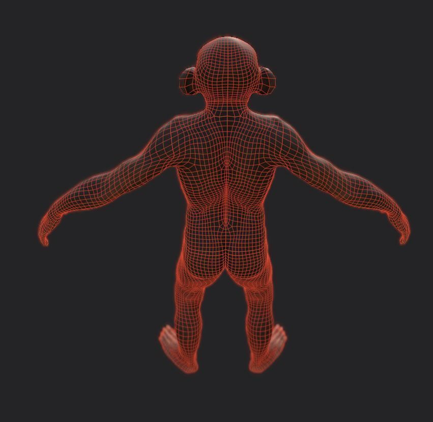 Monkey gameready PBR chimpanzee Low-poly 3D model_9