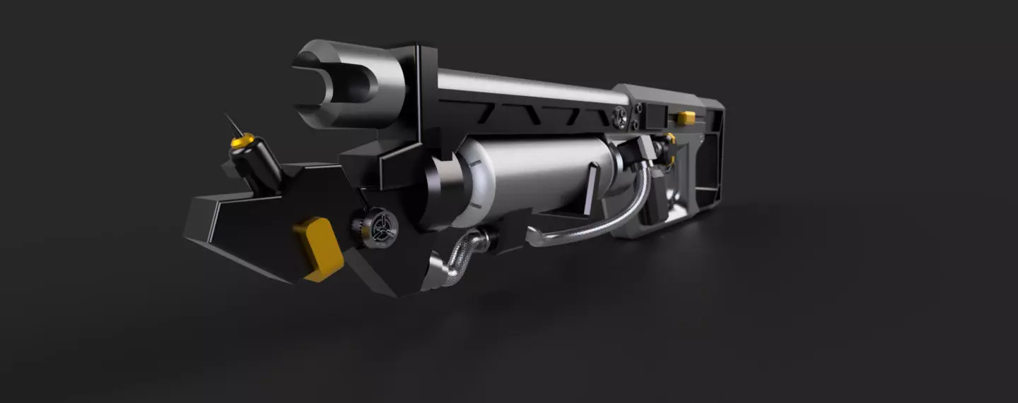 SciFi Flamethrower weapon 3D model_0