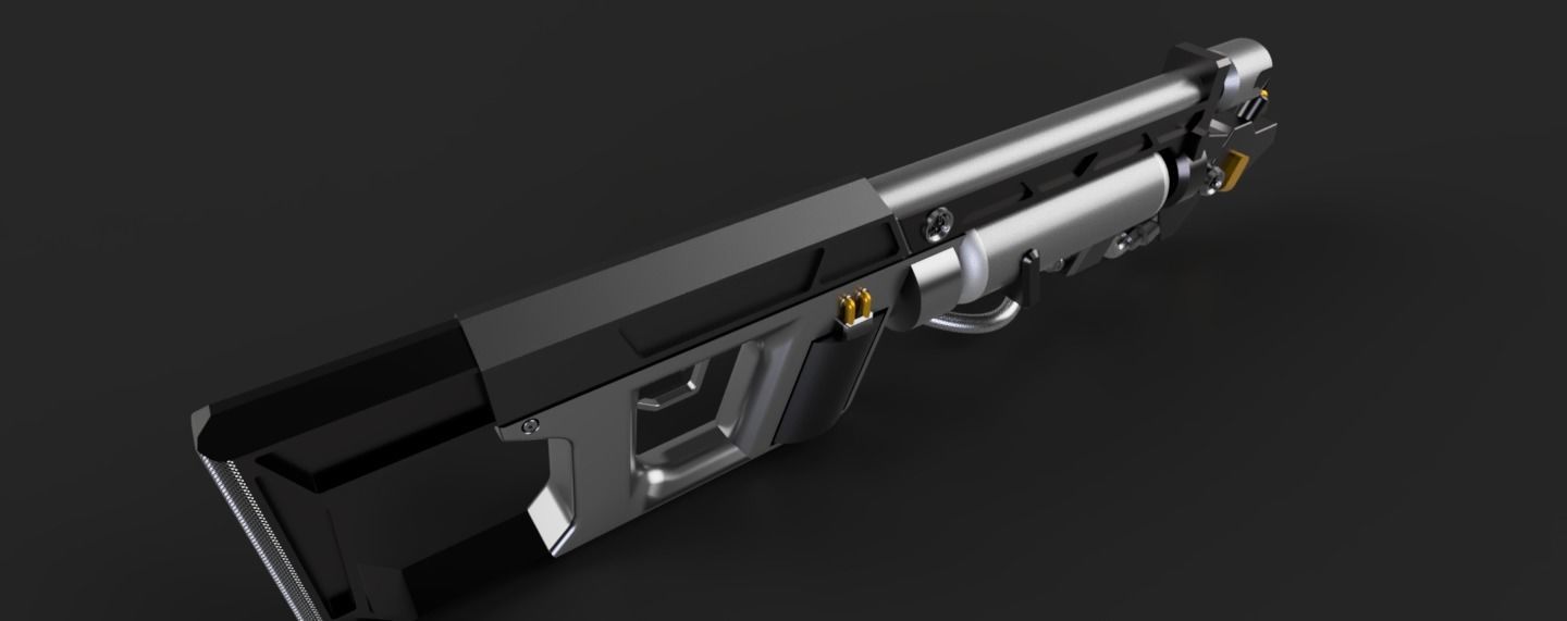 SciFi Flamethrower weapon 3D model_4