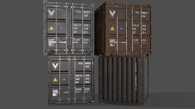 PBR 10 ft Storage Container - Black Low-poly 3D model