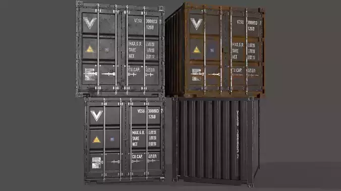 PBR 10 ft Storage Container - Black Low-poly 3D model