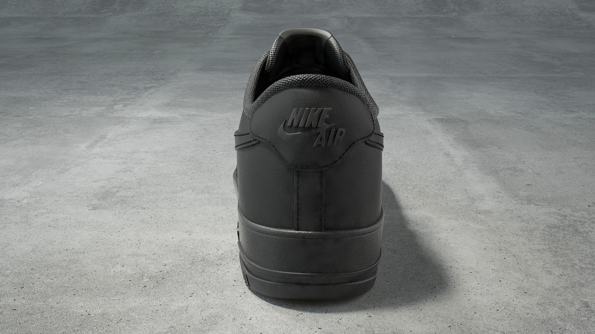 Nike Air Force 1 low black Low-poly 3D model_4