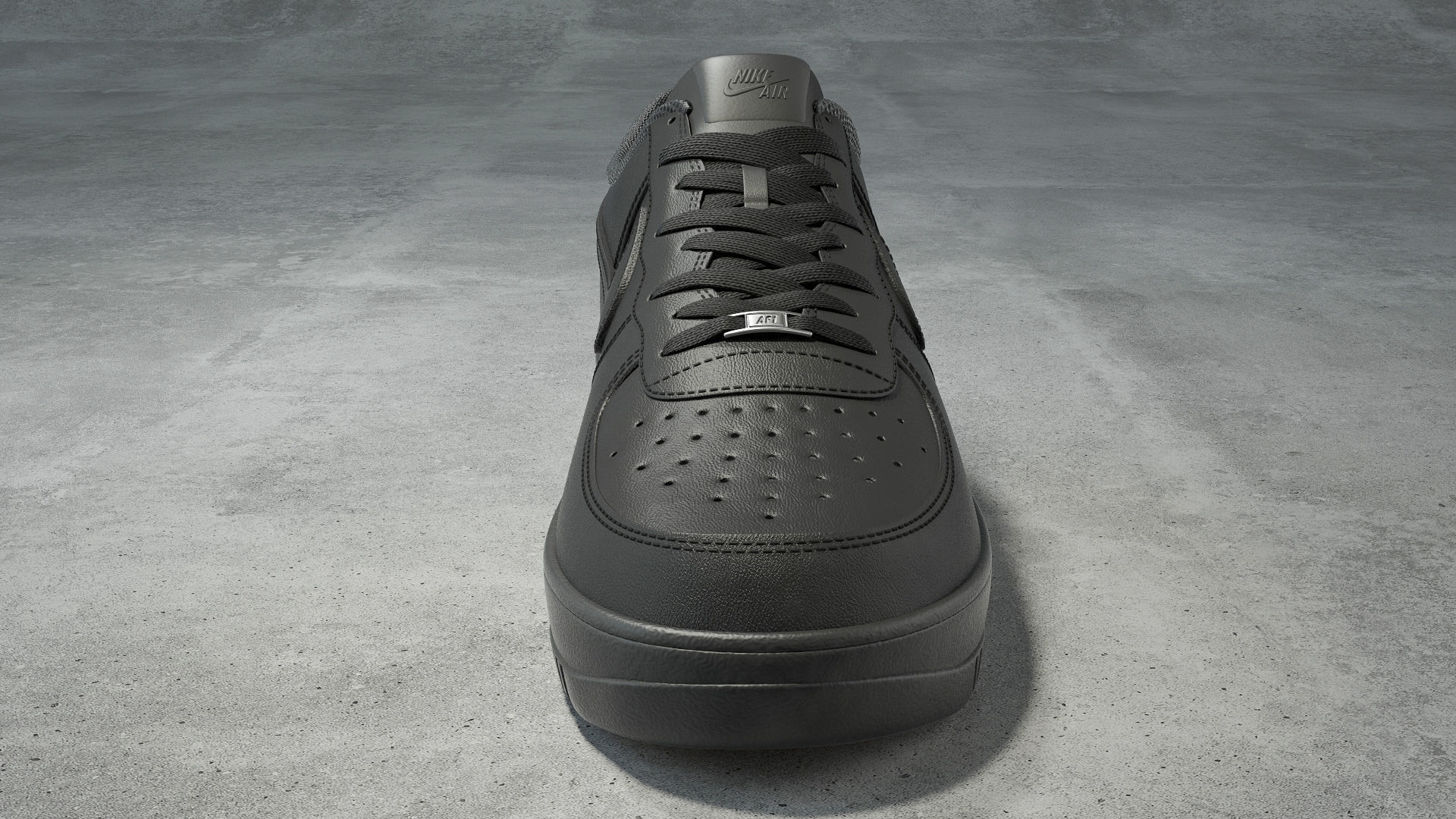 Nike Air Force 1 low black Low-poly 3D model_3