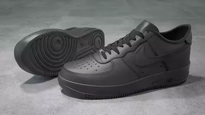 Nike Air Force 1 low black Low-poly 3D model