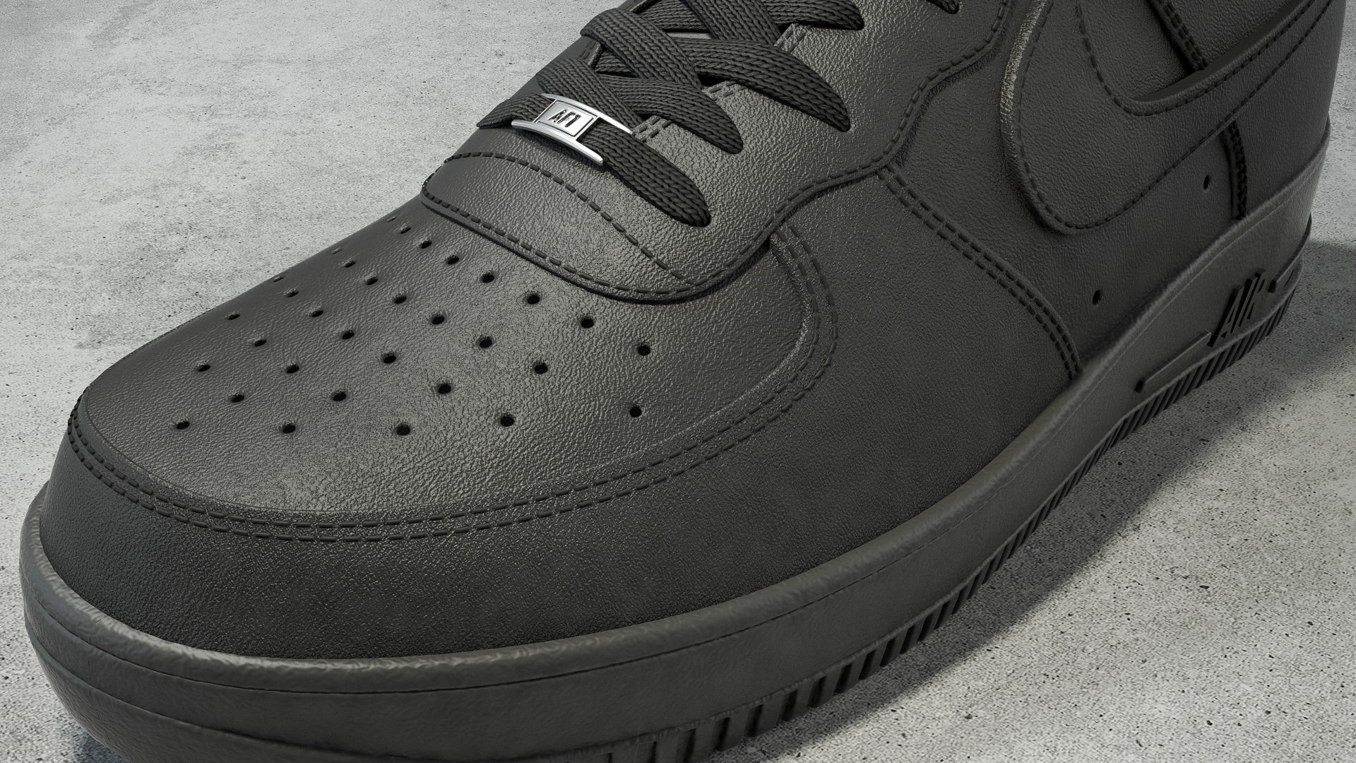 Nike Air Force 1 low black Low-poly 3D model_5