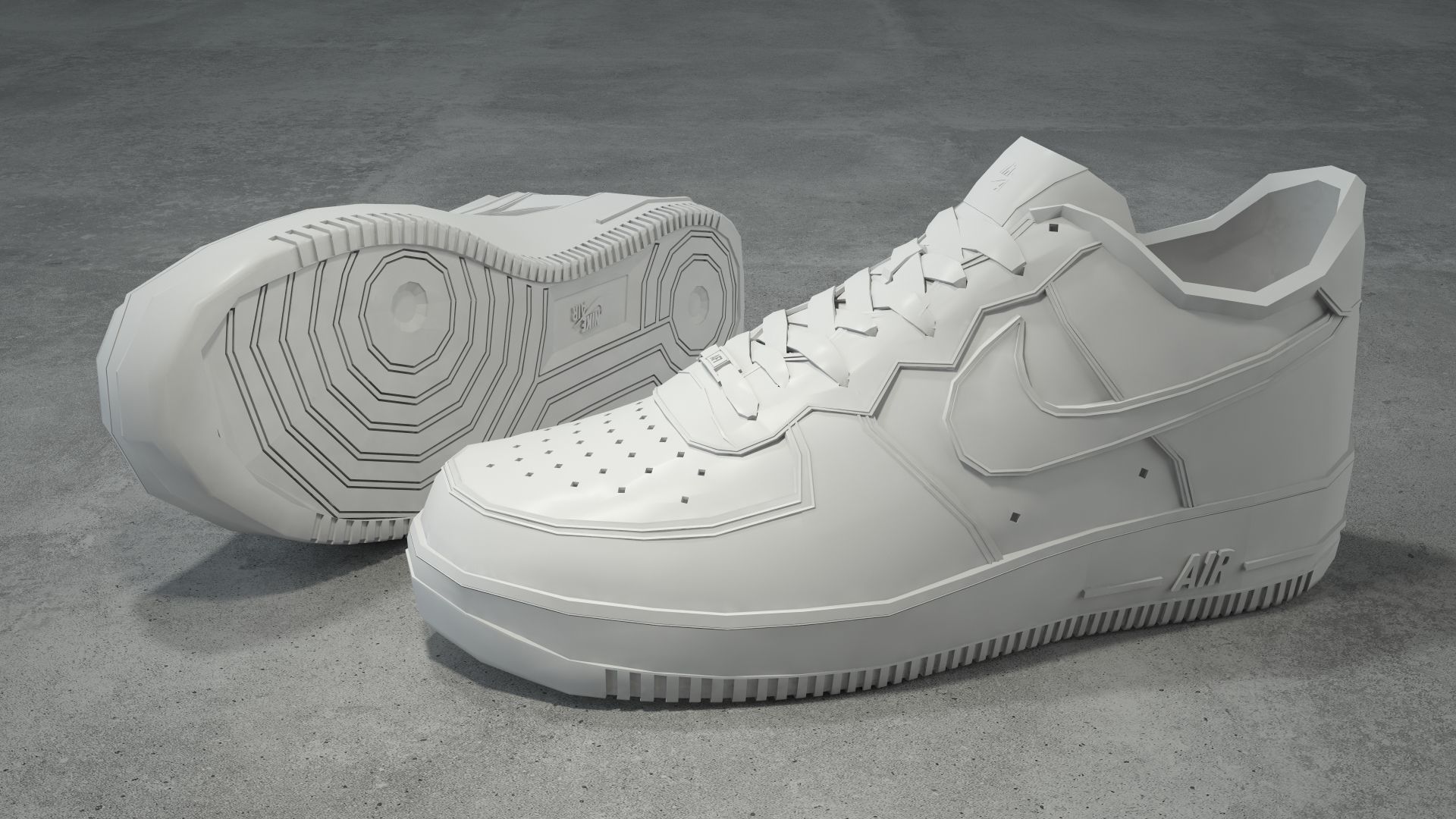 Nike Air Force 1 low black Low-poly 3D model_6