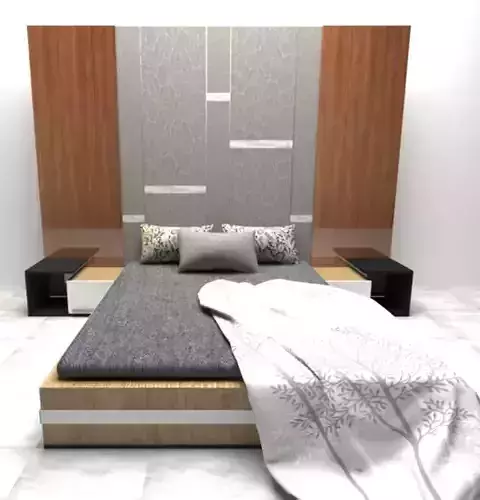 DOUBLE BED WITH SIDE TABLE