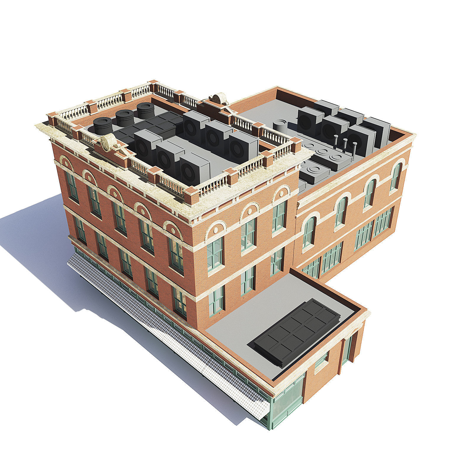 Brick Building 3D Model 3D model_4
