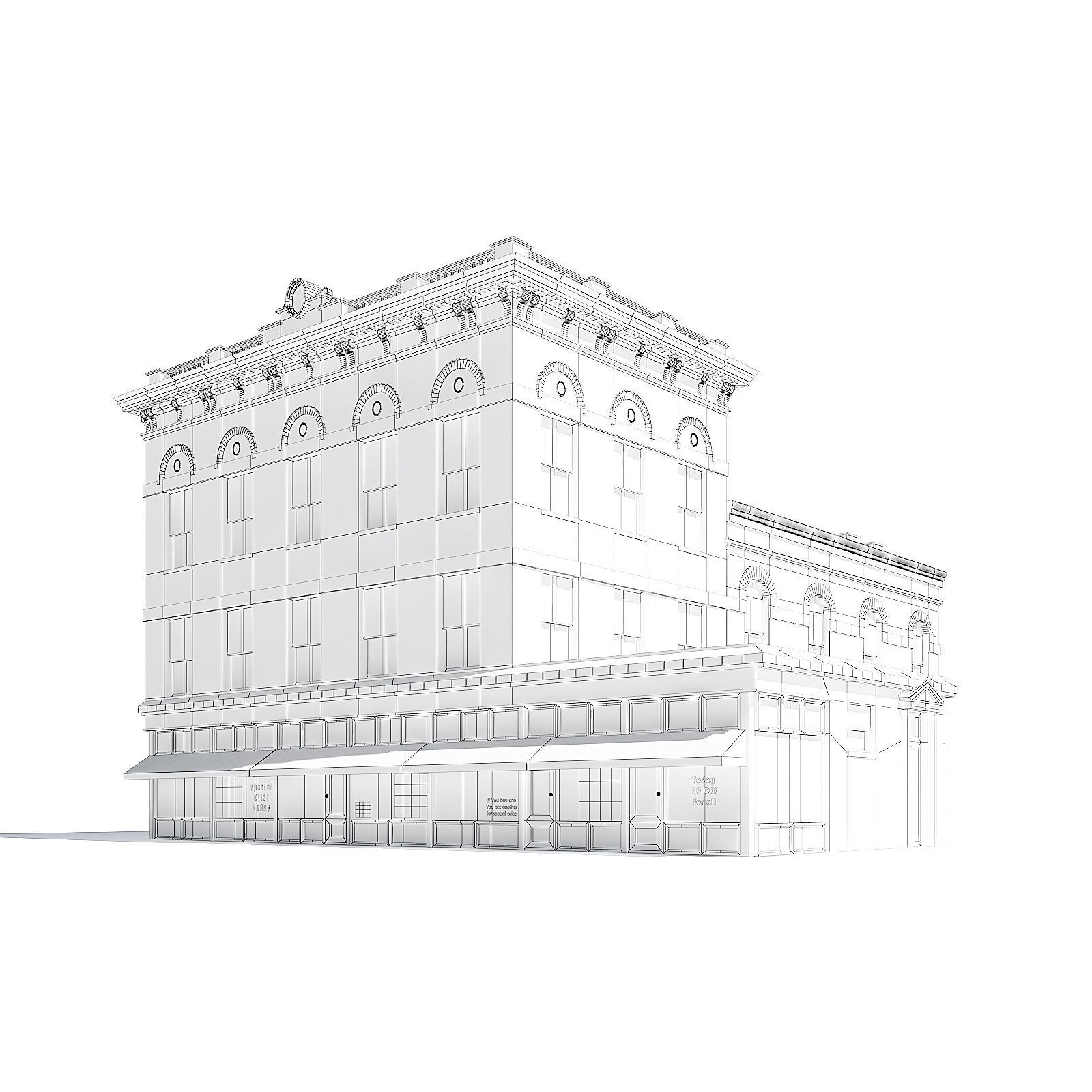 Brick Building 3D Model 3D model_1