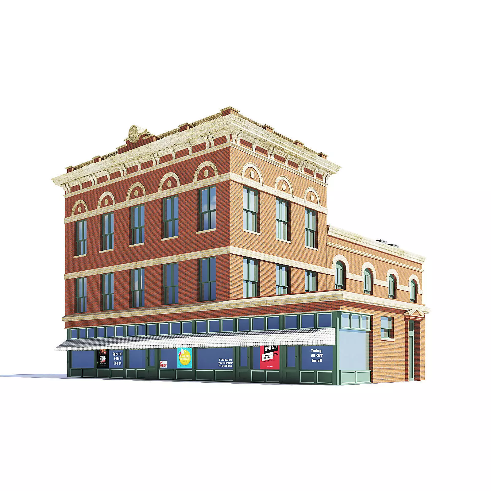 Brick Building 3D Model 3D model_0