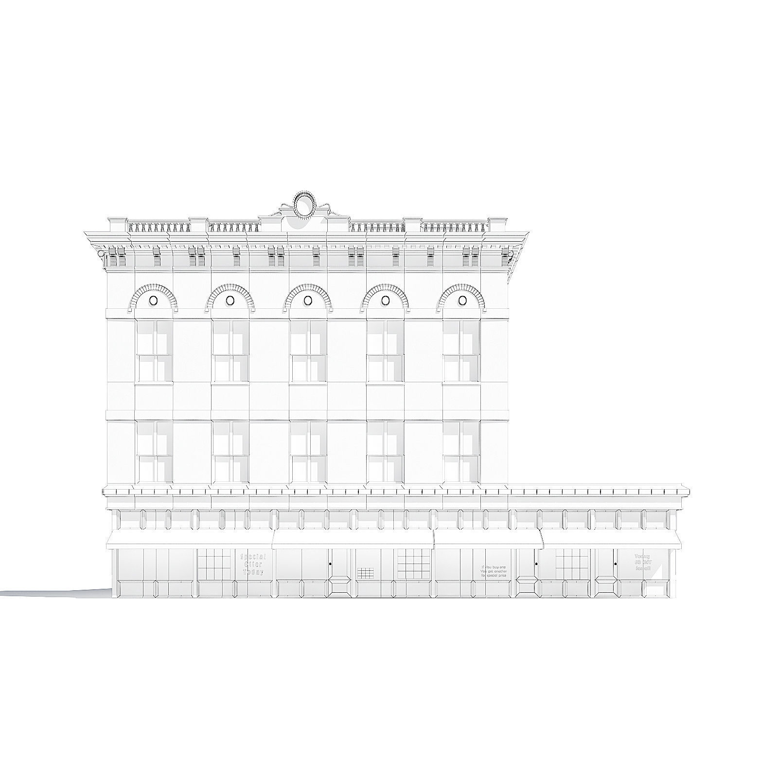 Brick Building 3D Model 3D model_3