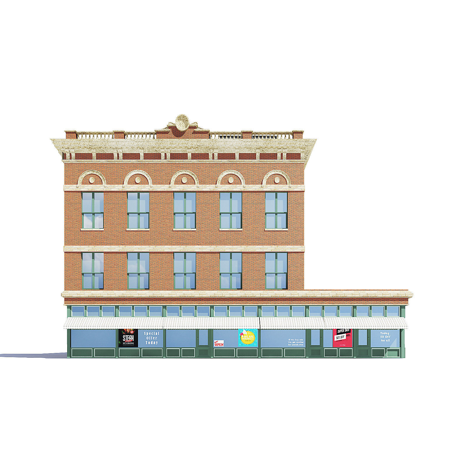 Brick Building 3D Model 3D model_2