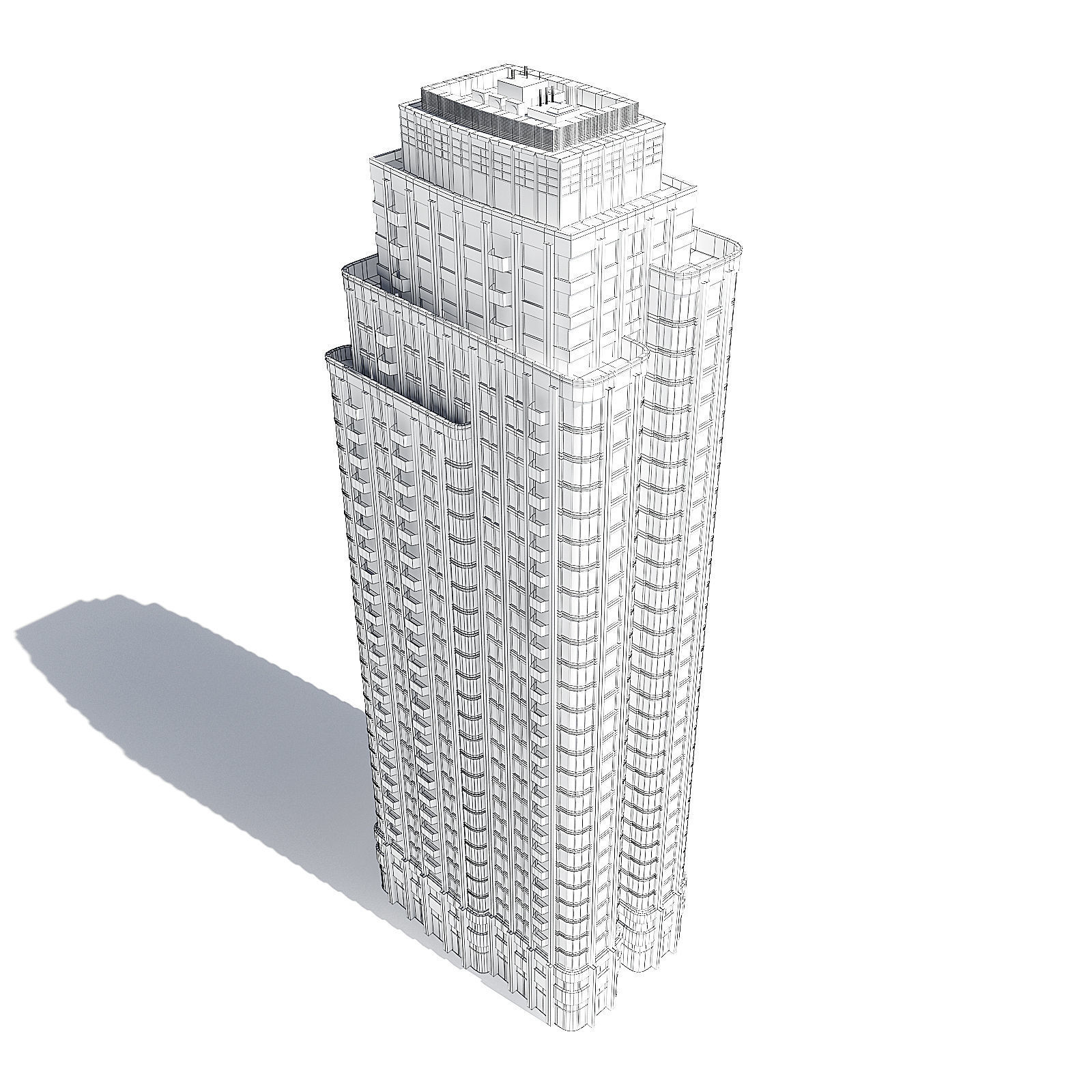 Tall Apartment Building 3D Model 3D model_5
