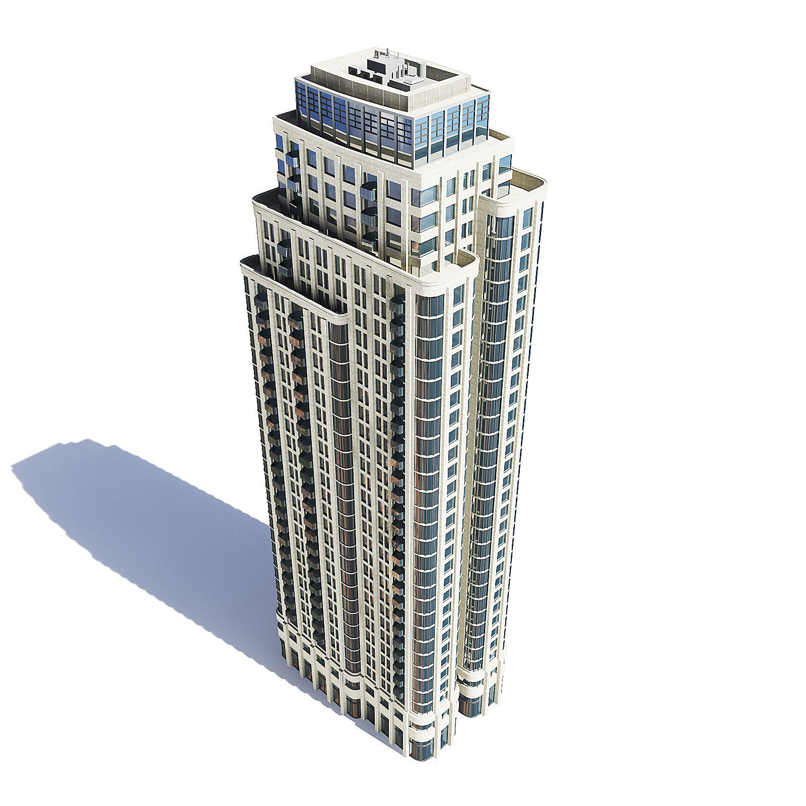 Tall Apartment Building 3D Model 3D model_4