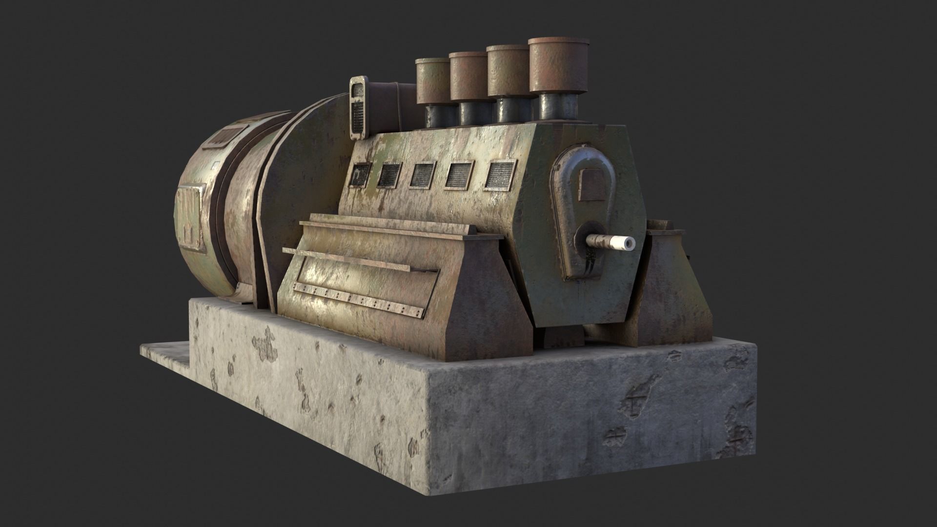 German Power Generator WWII Low-poly 3D model_6