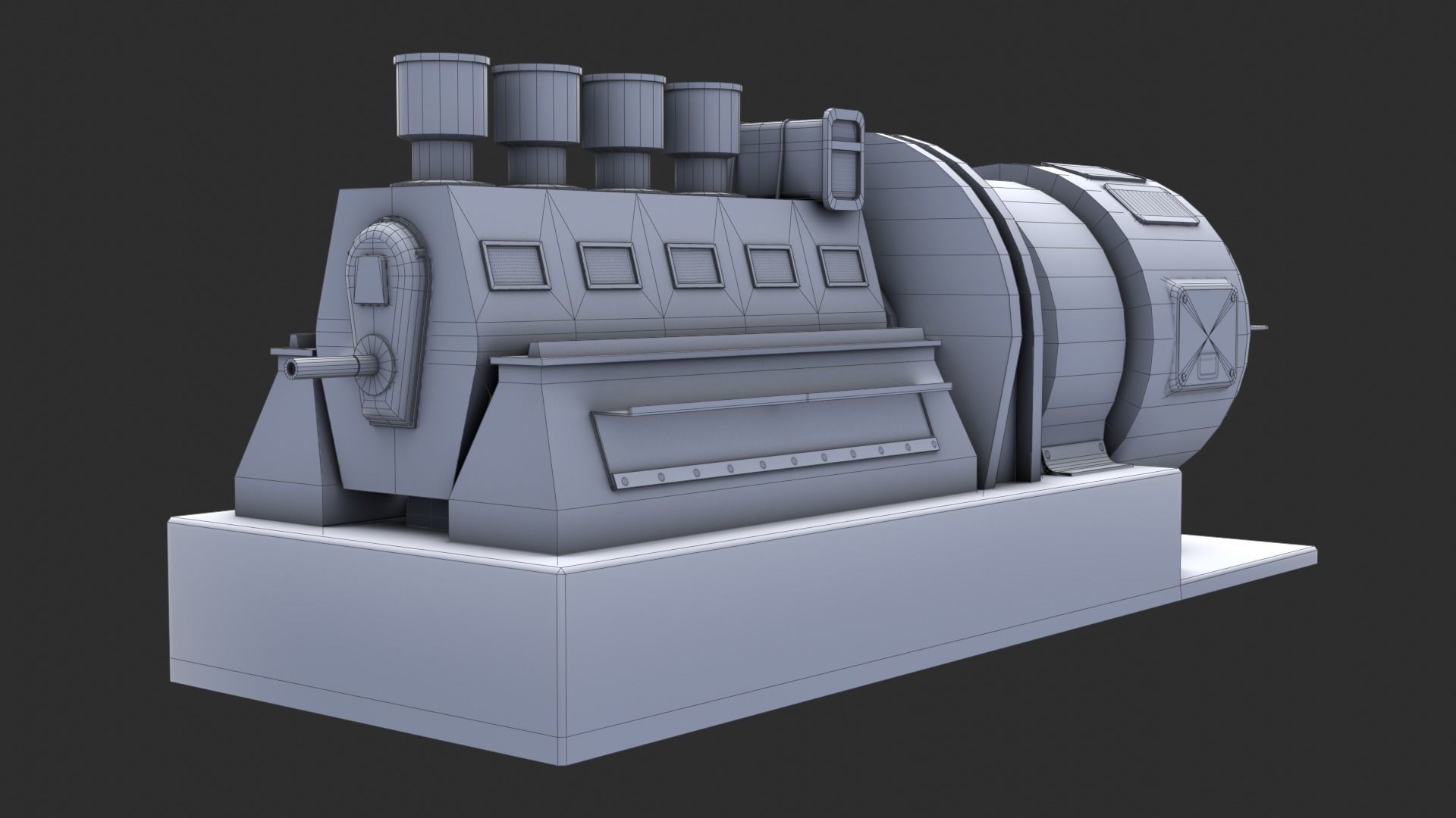 German Power Generator WWII Low-poly 3D model_16