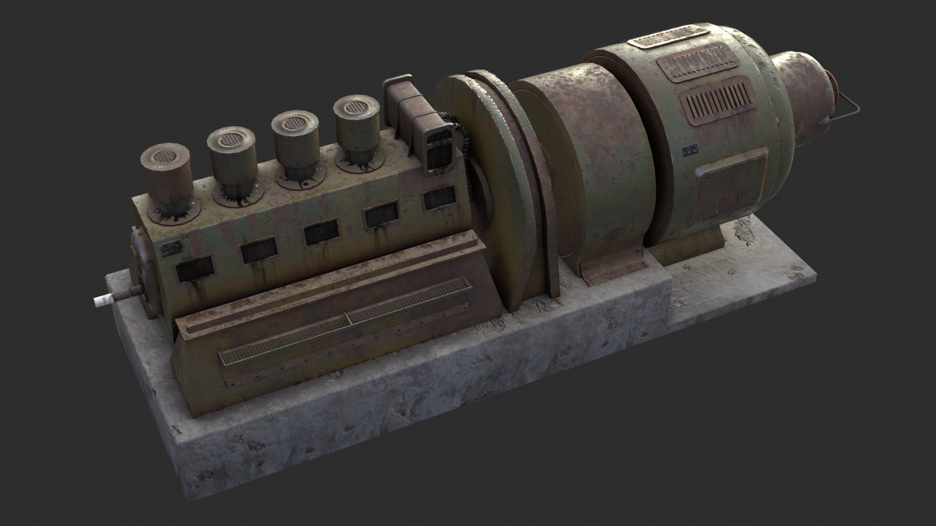 German Power Generator WWII Low-poly 3D model_4