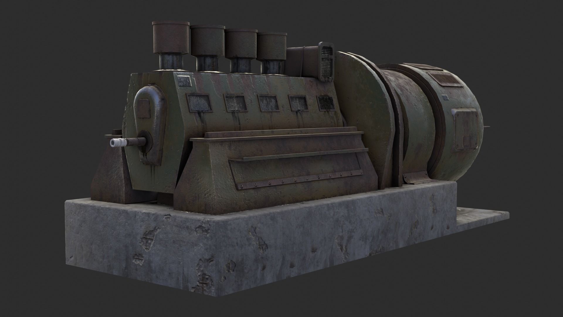 German Power Generator WWII Low-poly 3D model_5