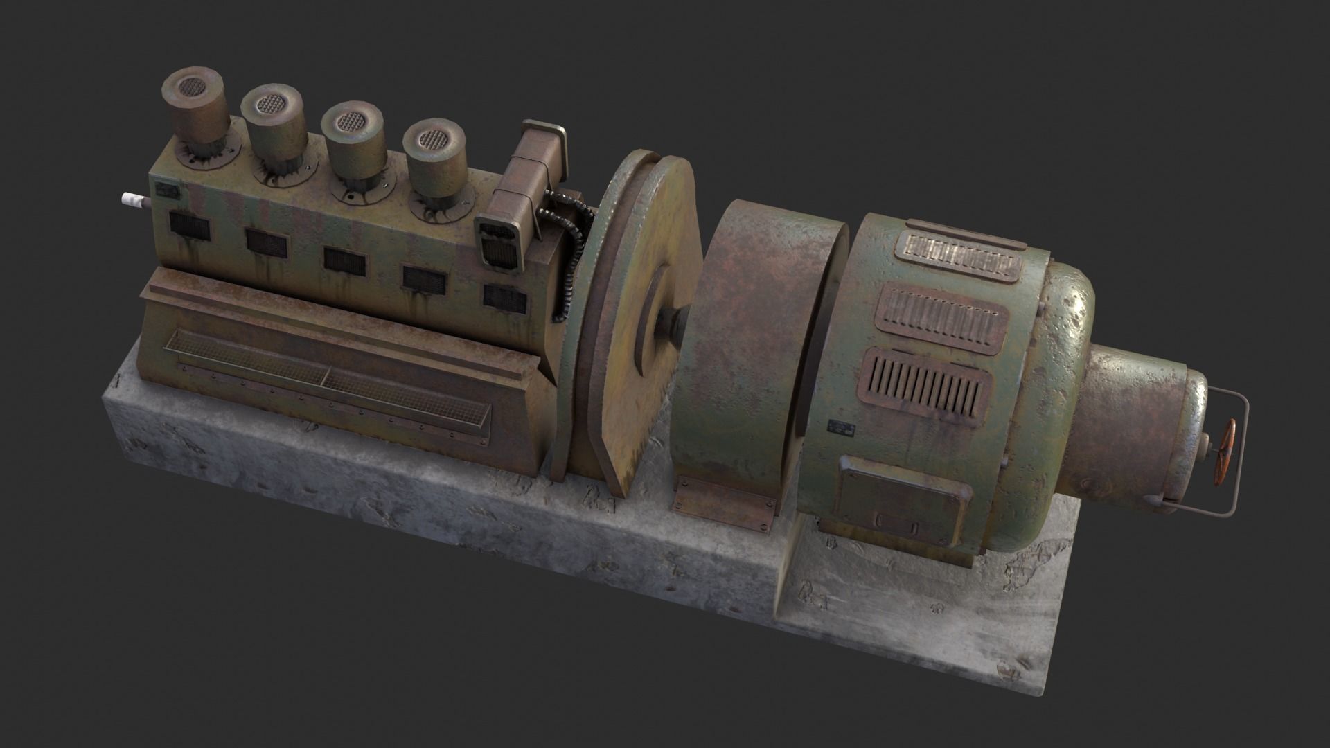 German Power Generator WWII Low-poly 3D model_3