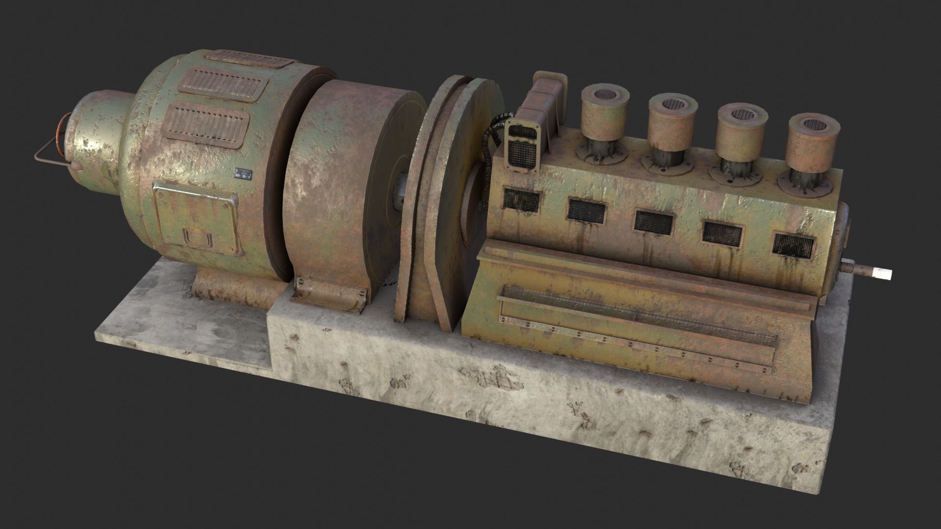German Power Generator WWII Low-poly 3D model_7
