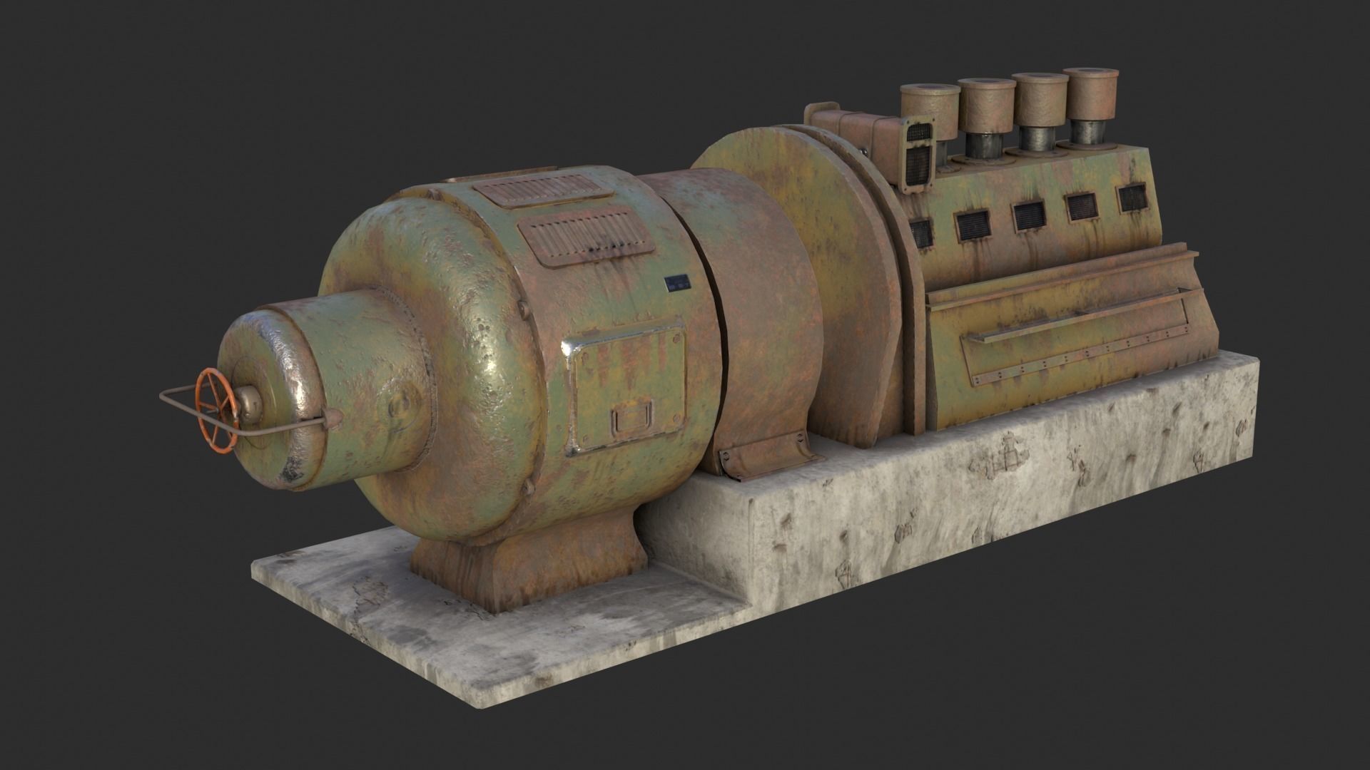 German Power Generator WWII Low-poly 3D model_1