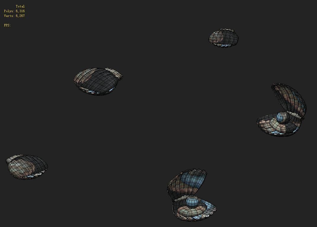 Submarine cartoon world - shells 3D model_1