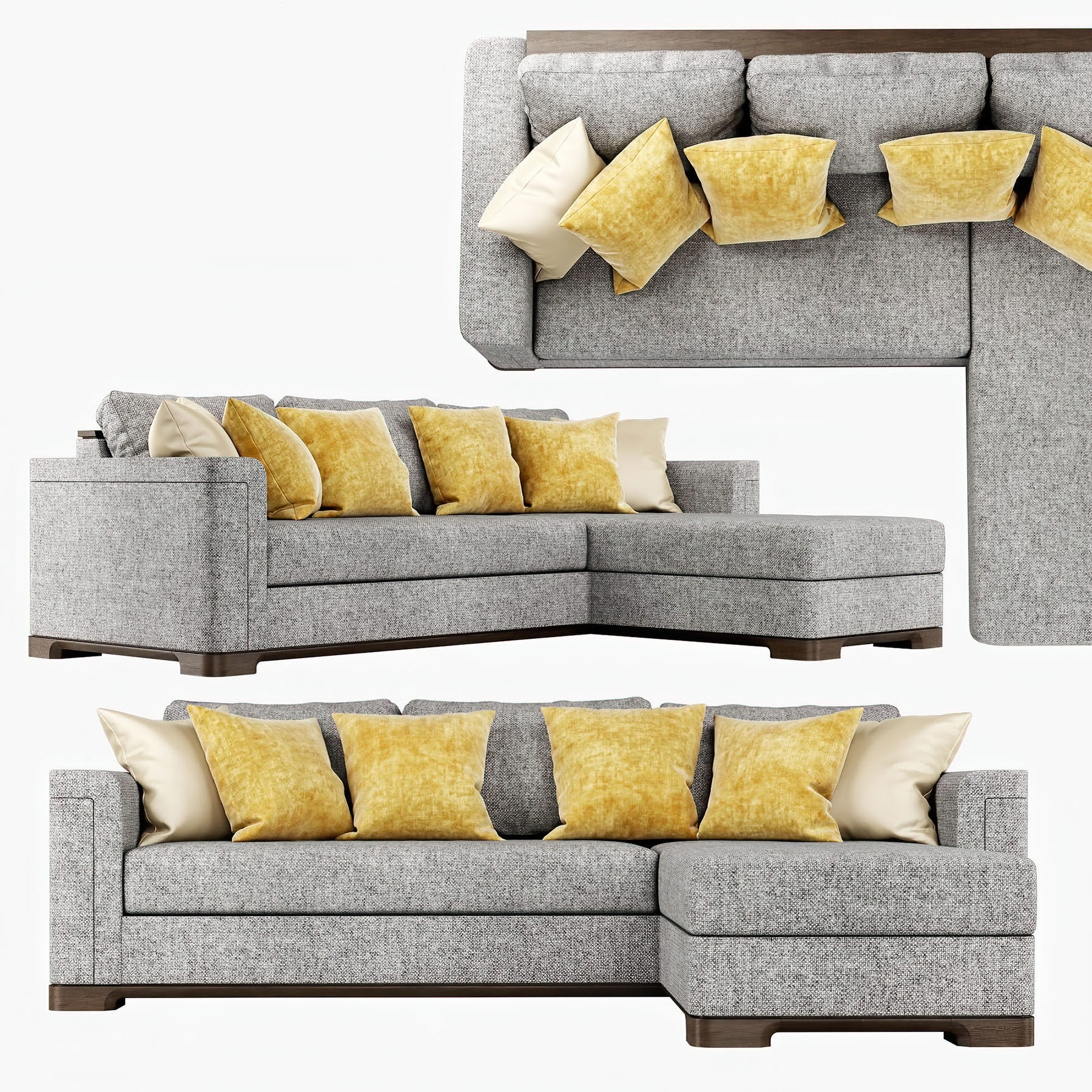 Sofa Perry Sectional Middle 3D model_2