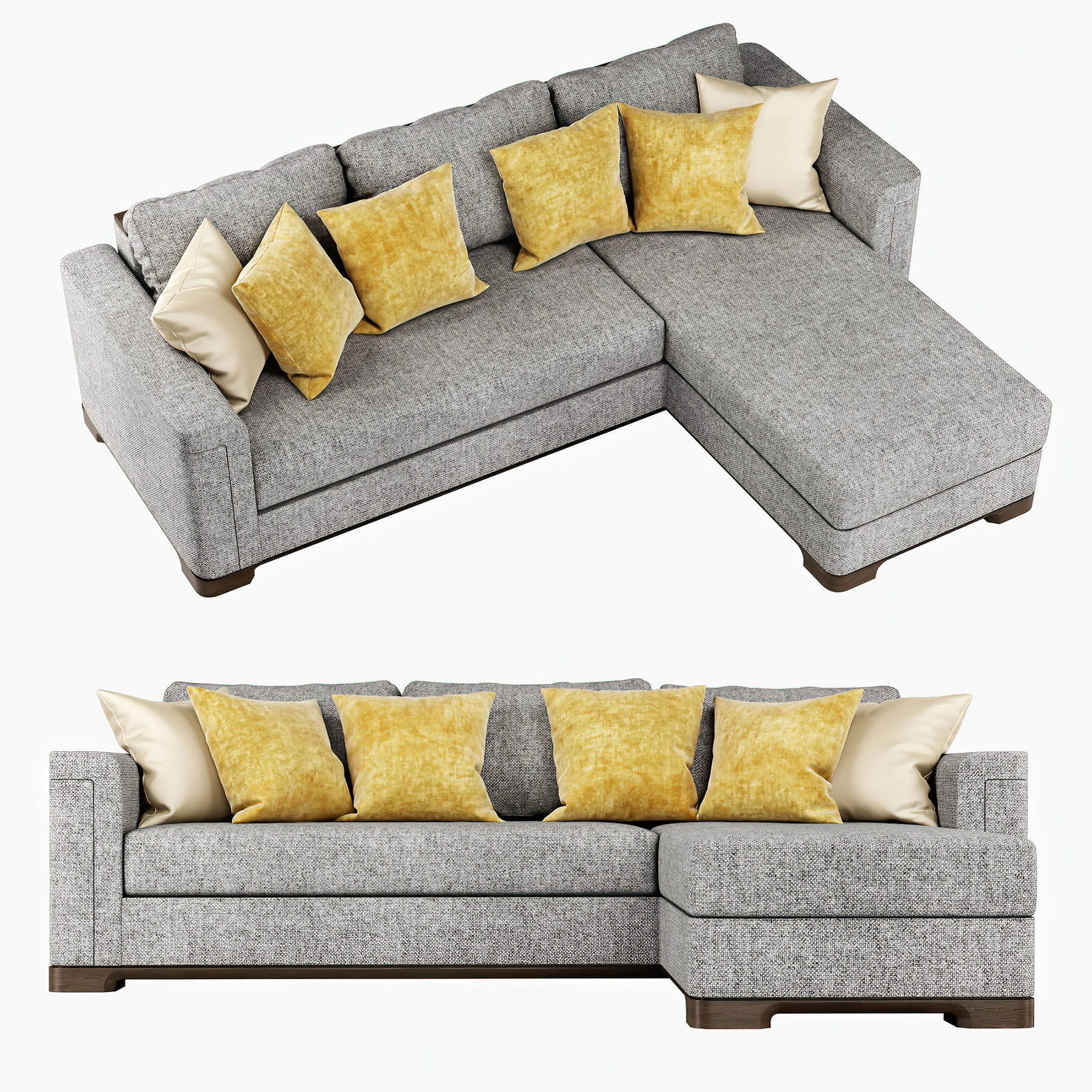 Sofa Perry Sectional Middle 3D model_3