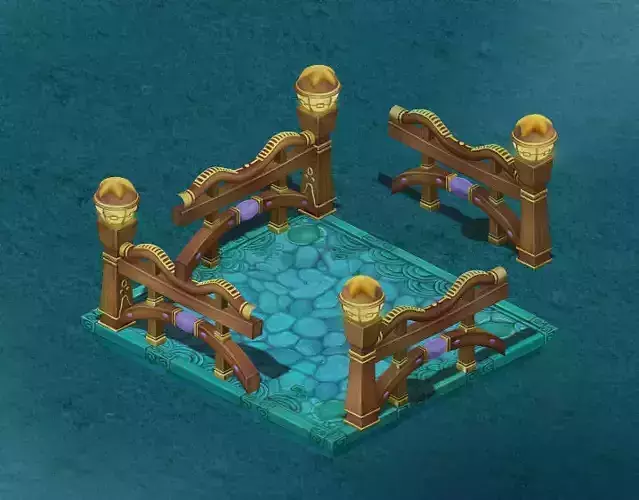 Submarine cartoon world - square railing 3D model