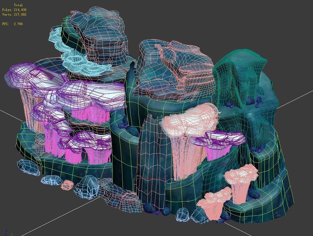 Submarine Cartoon World - Seabed Coralstone 01 3D model_3