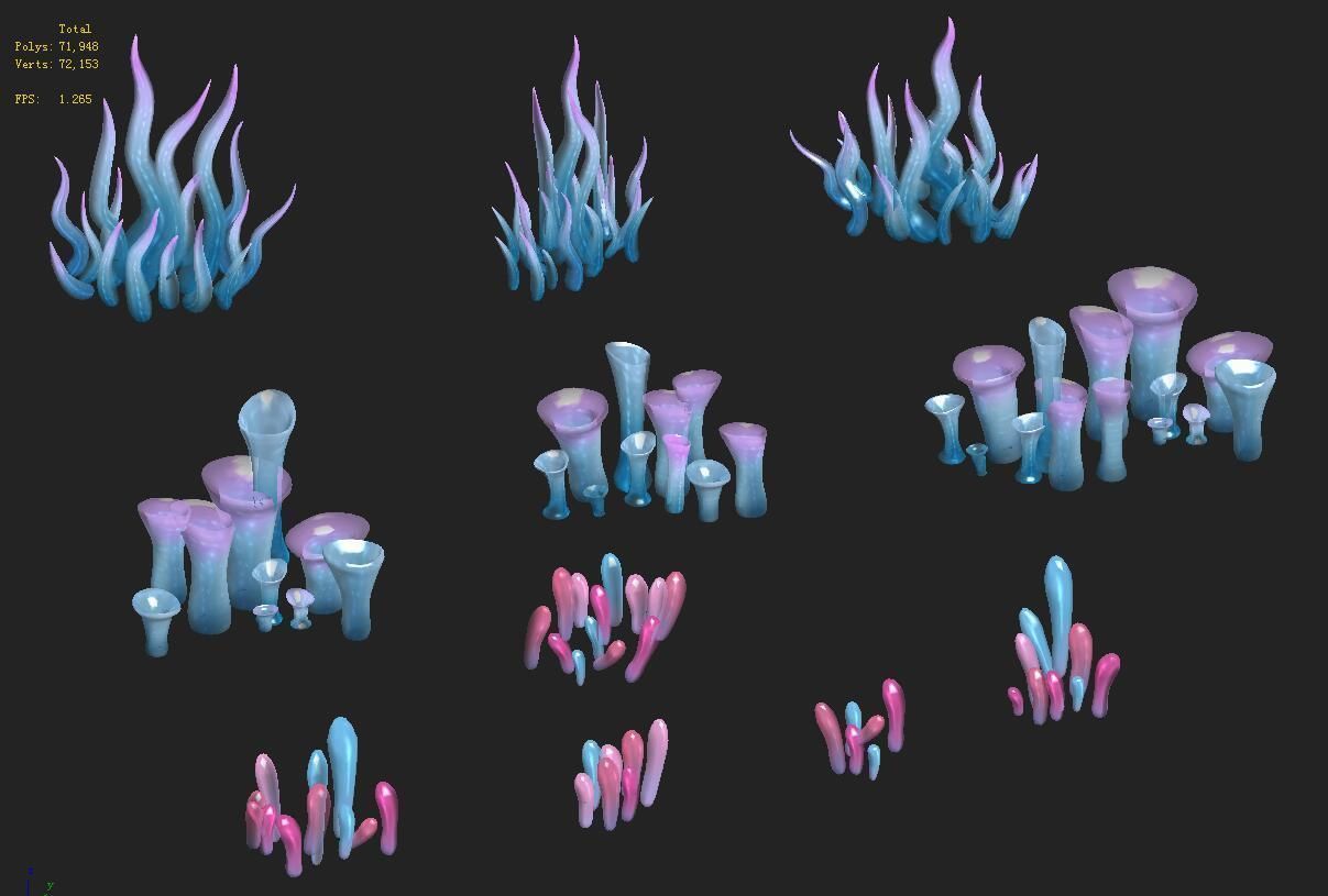 Submarine cartoon world - submarine decoration 3D model_1