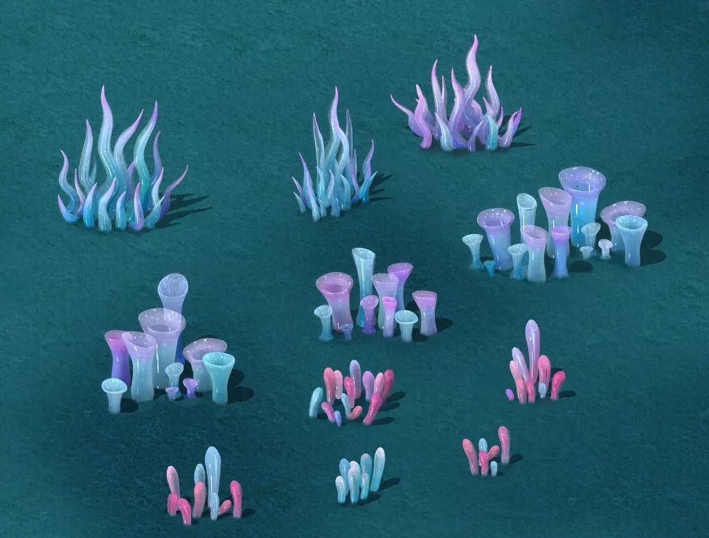 Submarine cartoon world - submarine decoration 3D model_0