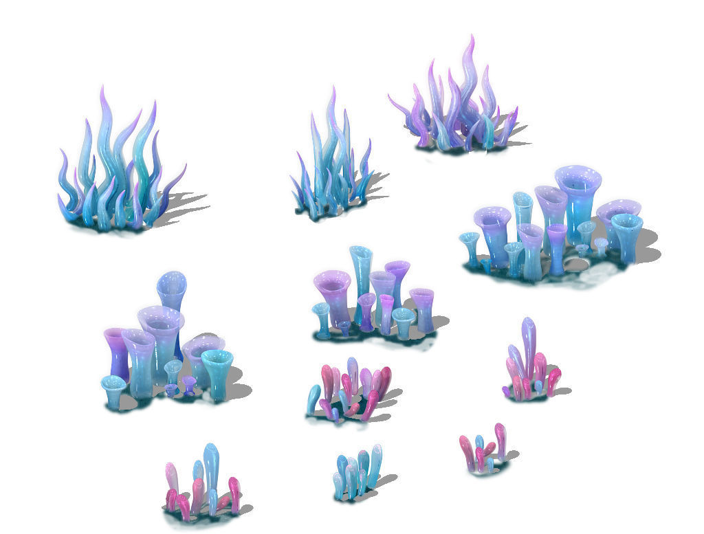 Submarine cartoon world - submarine decoration 3D model_3