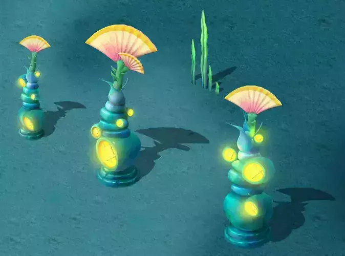 Submarine cartoon world - sea elves lighthouse