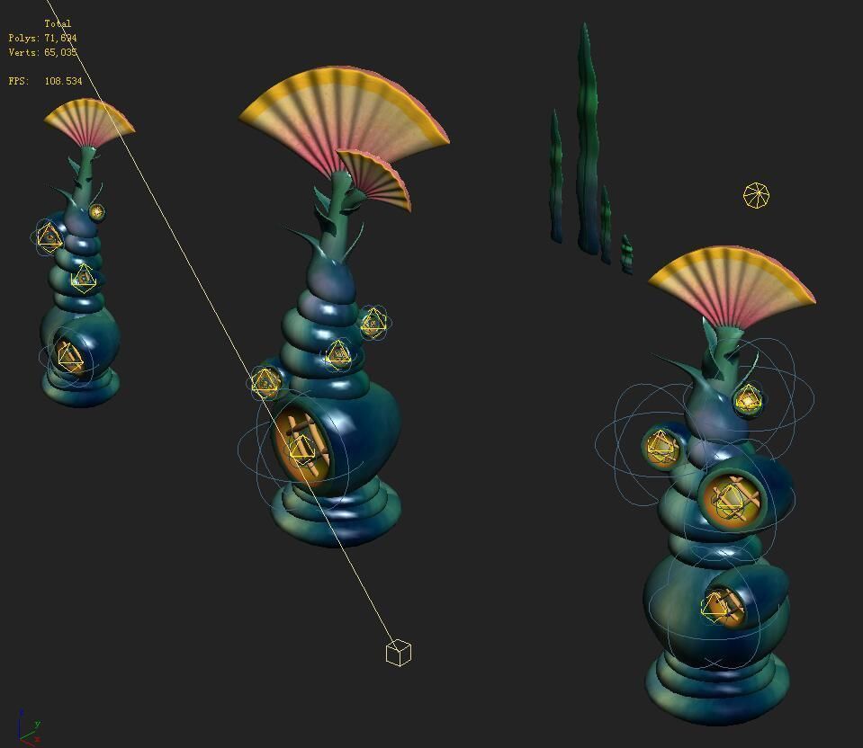 Submarine cartoon world - sea elves lighthouse 3D model_1