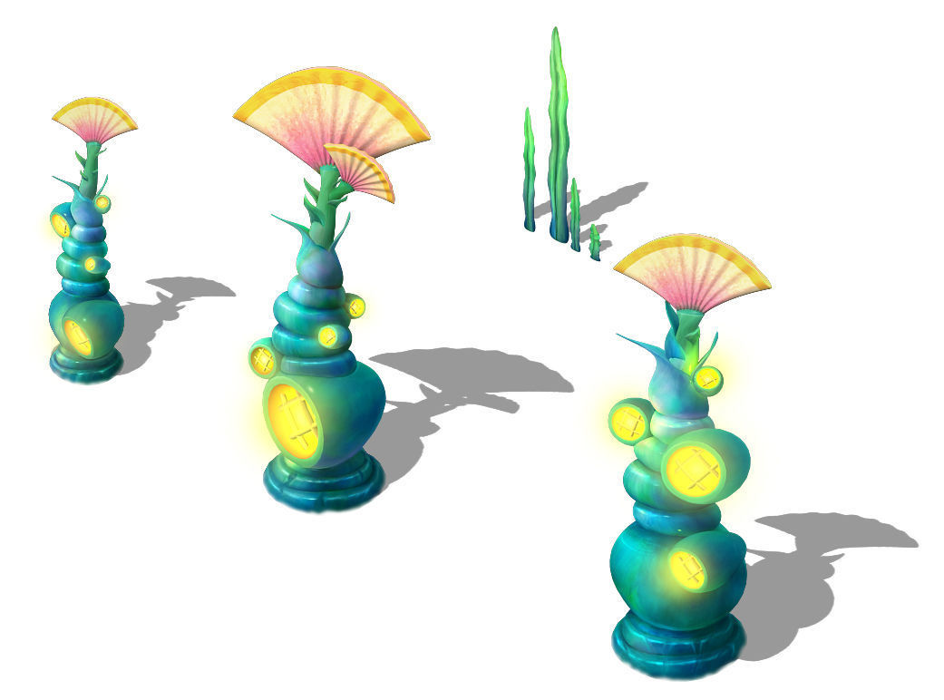 Submarine cartoon world - sea elves lighthouse 3D model_3