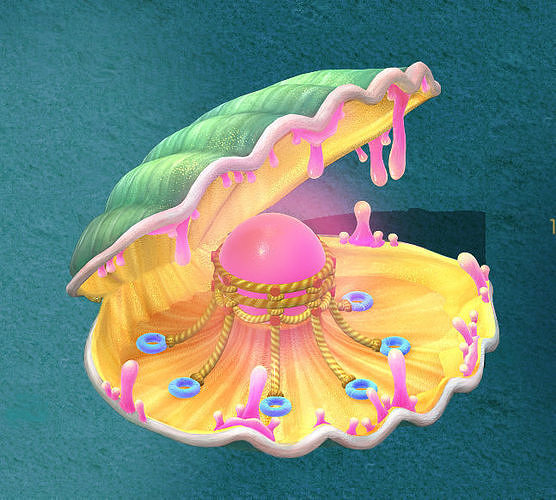 Submarine cartoon world - huge pearl shellfish 3D model